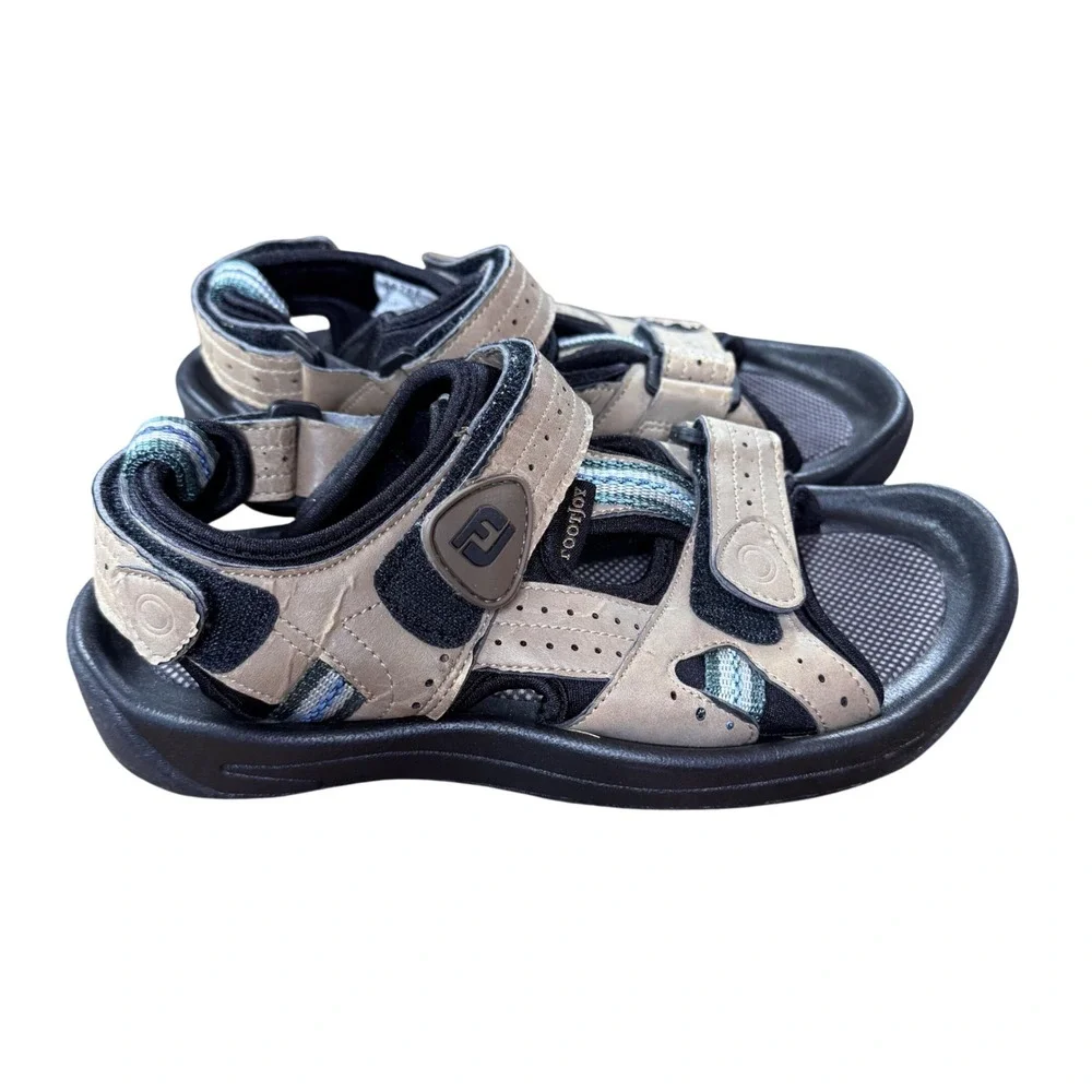 FootJoy Golf Sandals Mens 6 M Tan Brown Adjustable Straps 48786 Spikeless